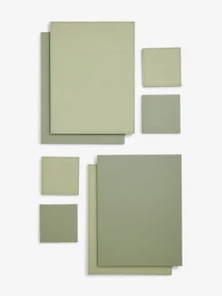 Set van 4 rechthoekige omkeerbare imitatieleren placemats en onderzetters