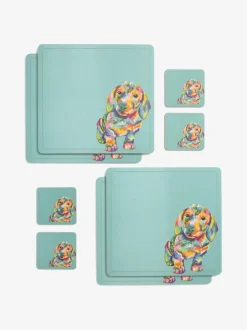 Set van 4 teckelplacemats en -onderzetters