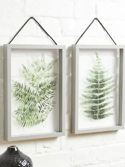 Set van 2 zwevende planten in grijze hanglijsten voor aan de wand