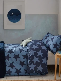 Set van dekbedovertrek en kussensloop van katoenen beddengoed met print
