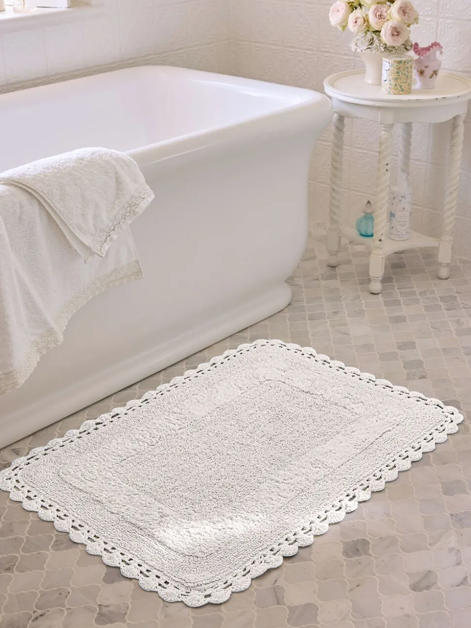 Shabby Chic by Rachel Ashwell® gehaakte 100% katoenen badmat