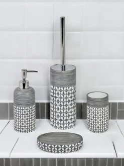 Showerdrape 4 Piece Ravello Geo Floral Bathroom Accessory Set