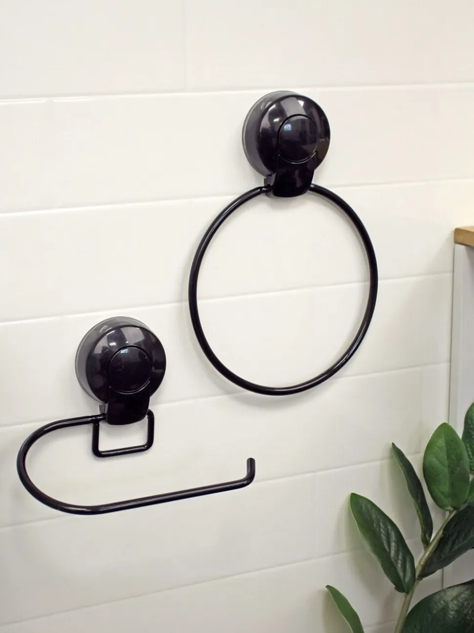 Showerdrape - Suctionloc 2-delige set met toiletrolhouder en handdoekring