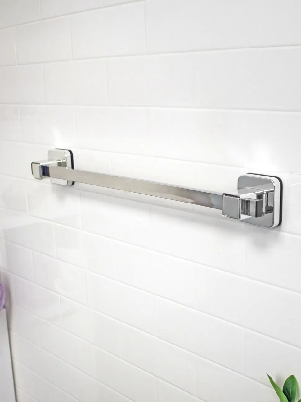 Showerdrape zuignap wandgemonteerde handdoekenrail Pushloc