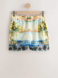 Sierlijke print - Elasticated Waist Shorts with Linen