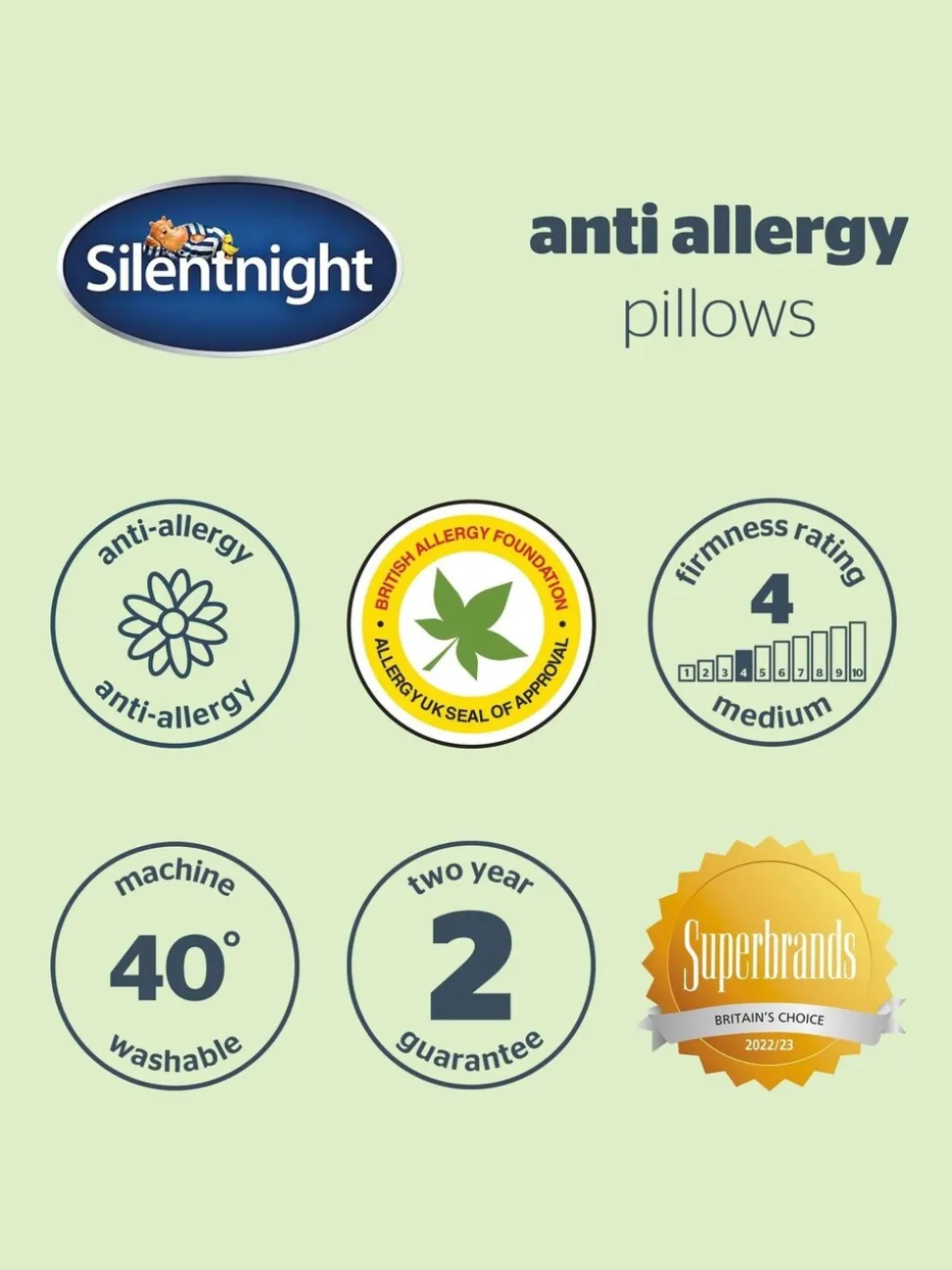 Silentnight - Verpakking van 2 medium anti-allergiekussens