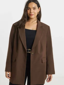 Simply Be oversized blazer met enkele rij knopen