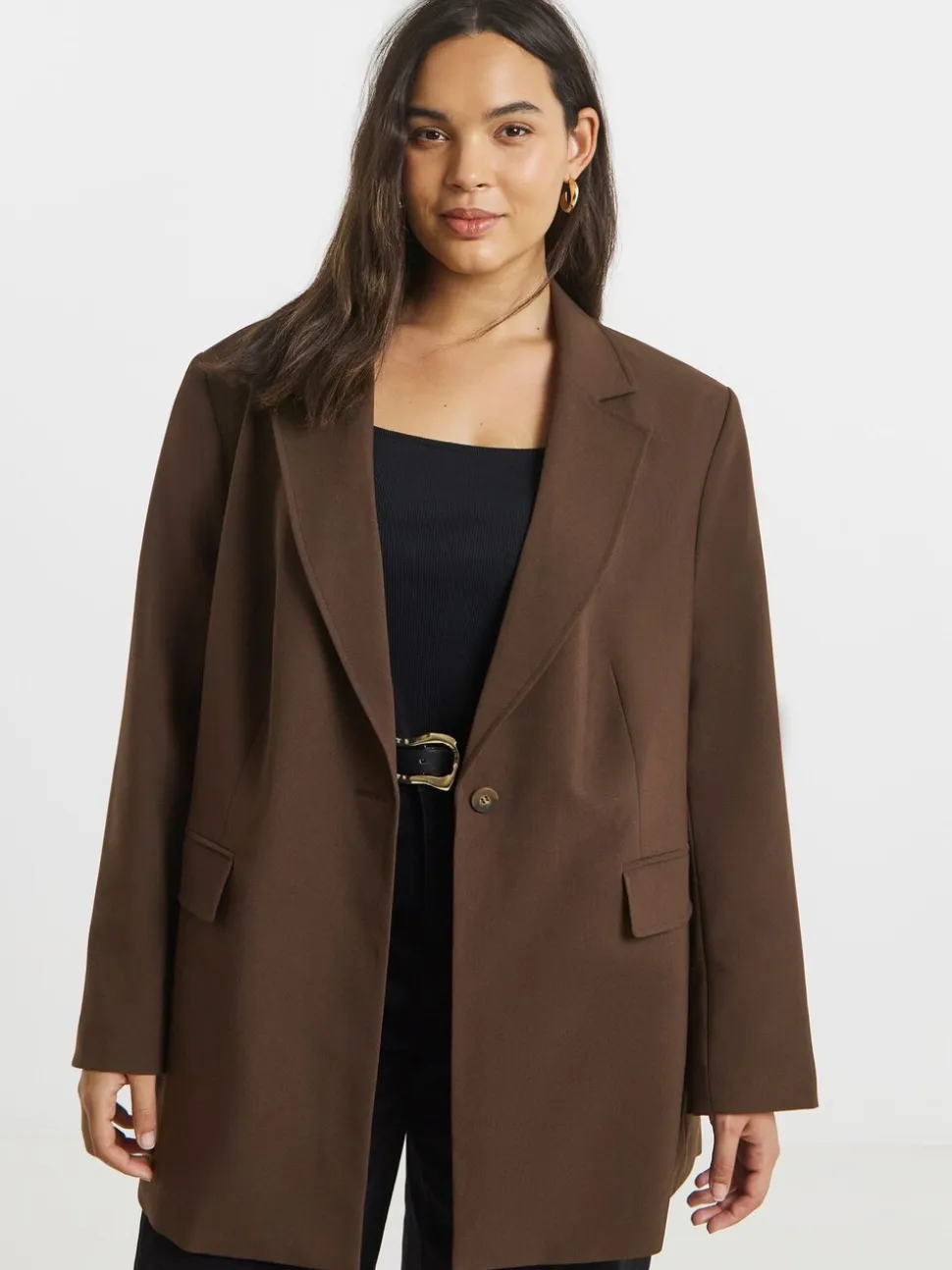 Simply Be oversized blazer met enkele rij knopen