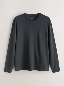 Slate/Green/Ecru/Orange/Brown - Normale Pasvorm - verpakking van 5 regular-fit T-shirts met lange mouwen van 100% katoen