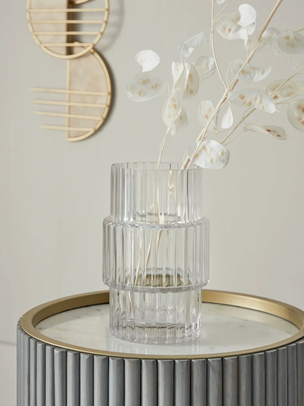 Small Ribbed Glass Vase