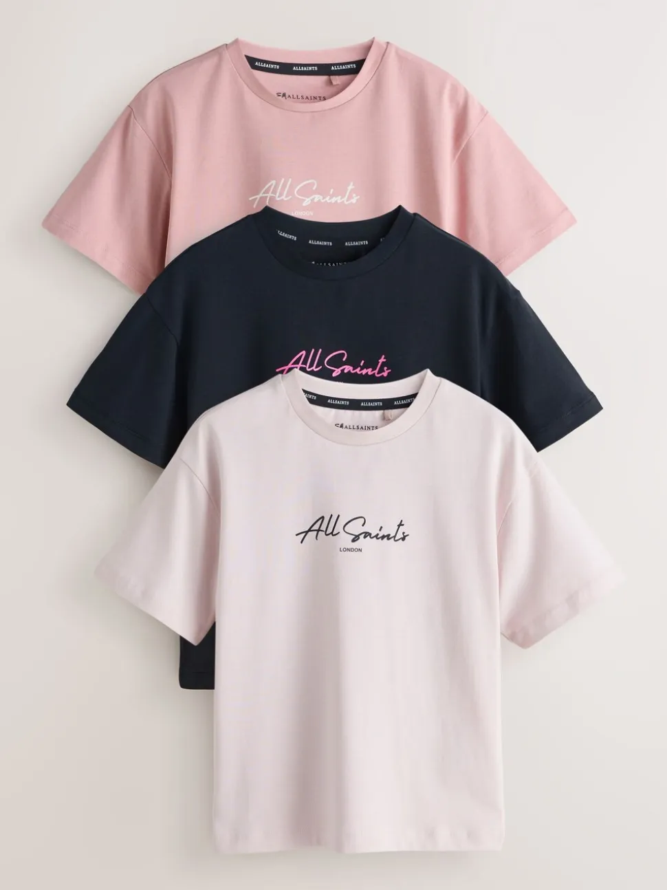 smALLSAINTS Script Logo Crew Neck Relaxed T-Shirts 3 Pack
