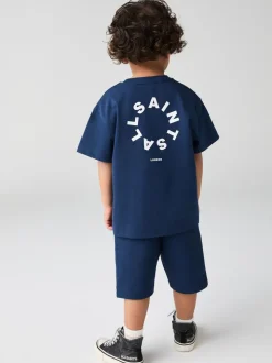 smALLSAINTS Tierra set van T-shirt en sweatshorts voor jonge jongens, van 100% katoen