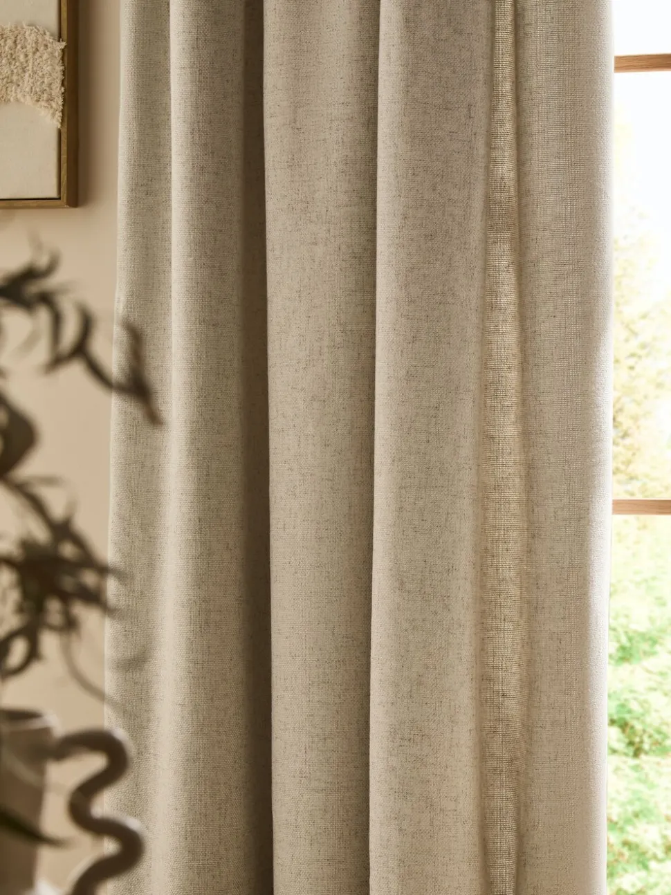 Soft Weave Linen Blend Pencil Pleat Lined Curtains