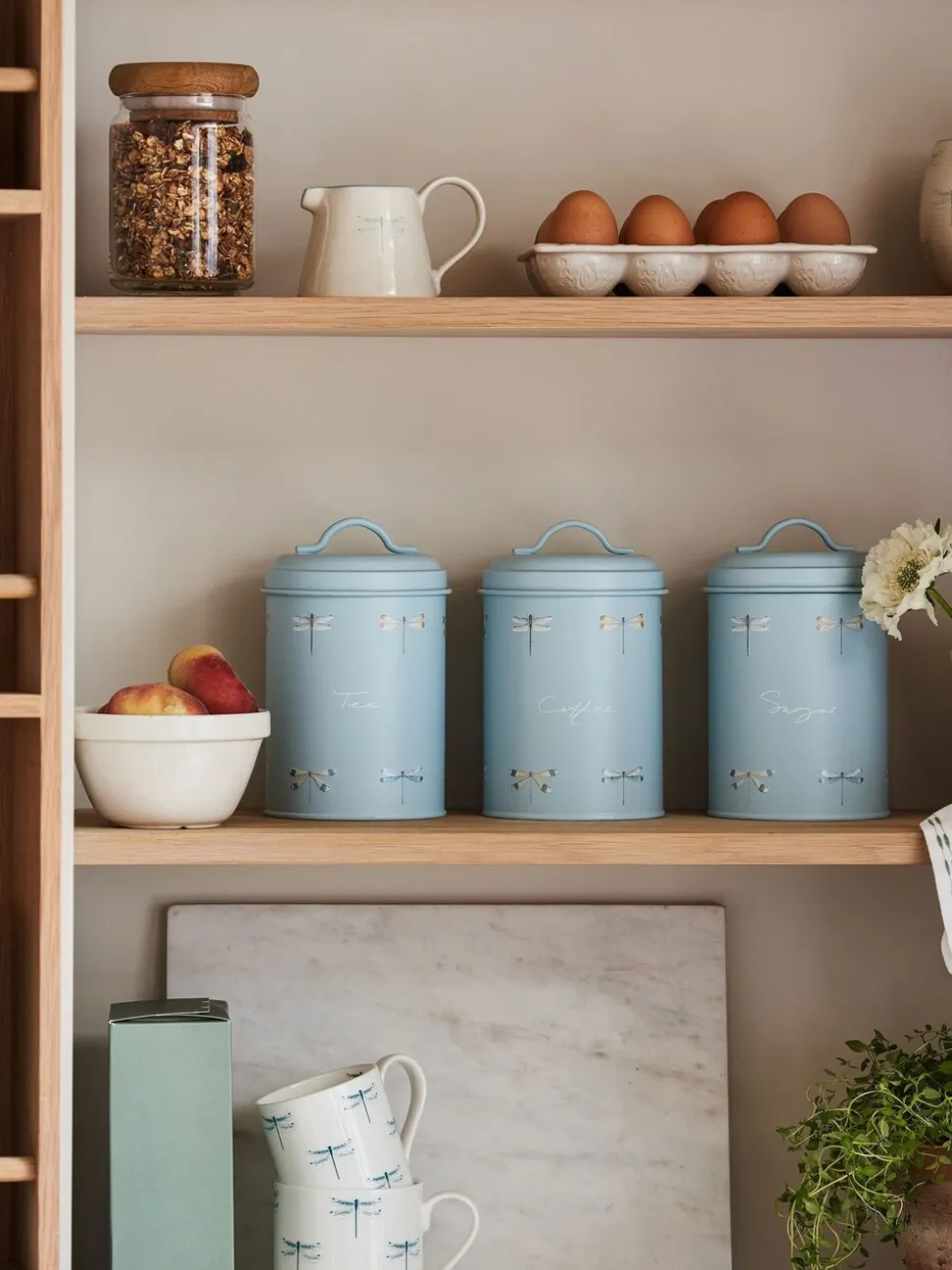 Sophie Allport - Set van 3opslagblikken met libelleprint