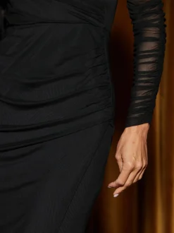 Sosandar Mesh Sleeve Sculpting Dress