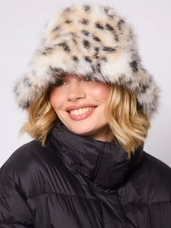 South Beach Animal Bucket Hat and Faux Fur Trim Gloves
