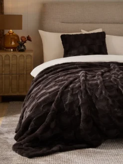 Sprei met ruit van imitatiebont met textuur