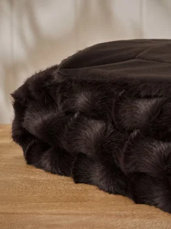 Sprei met ruit van imitatiebont met textuur