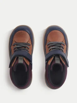 Start-Rite Kids Sporty Orbit Casual Rip-Tape Low Rise Laced Brown Boots