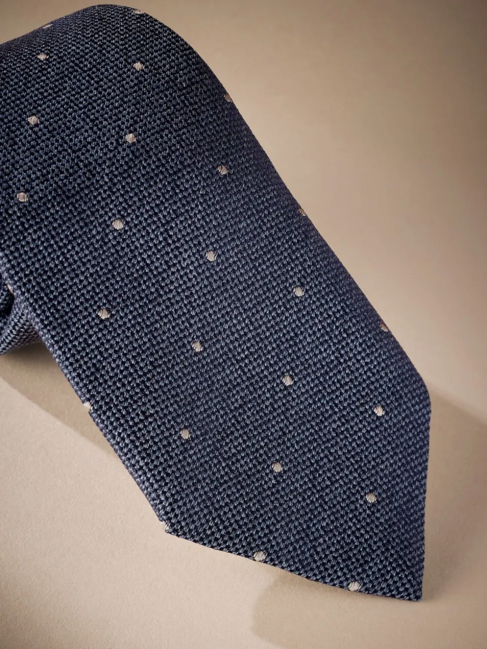 Steel Blue/Neutral Brown - Signature Made In Italy Polka Dot Tie