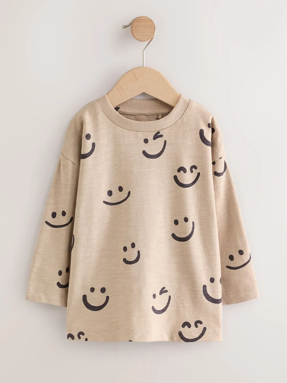 Steenkleurige Smile - 100% katoenen T-shirt met lange mouwen en all-over print (3mnd -7jr)