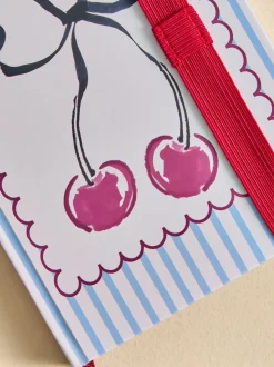 Stripe Cherry Bow A5 Lined Notebook