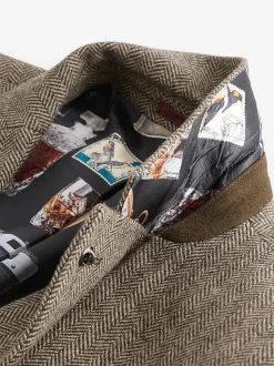 Taupe - Normale Pasvorm - Blazer met visgraatmotief en hoog wolgehalte