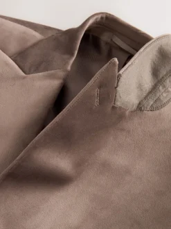 Taupe - Slim Fit - Velvet blazer met zelfrevers