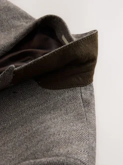 Taupe bruin - Double Breasted Signature Marzotto 100% Italian Wool Herringbone Suit Jacket