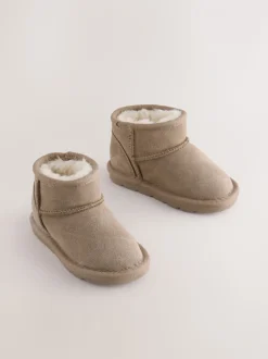 Taupe bruin - Laarzen van suède met warme voering
