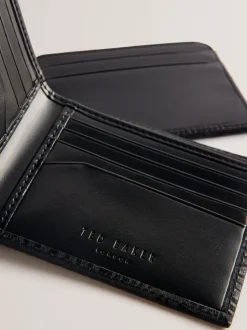 Ted Baker Etan geëtste leren portemonnee en kaarthouder set