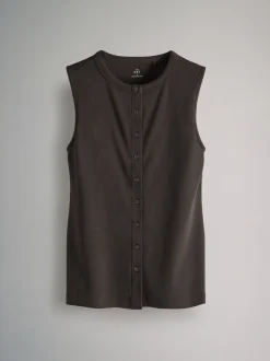 The Set 3 Pack Button Through Ribbed Vests