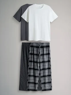 The Set 2 Pack Jersey T-Shirt and Flannel Pyjamas