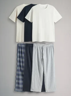 The Set 3 Pack Jersey T-Shirt and Flannel Pyjamas