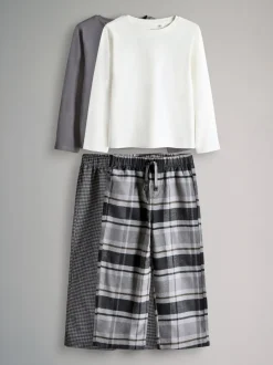 The Set 2 Pack Long Sleeve Cotton Jersey T-Shirt and Woven Bottom Pyjamas Set