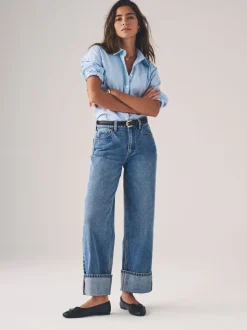 The Set 2 Pack wijde pijpen jeans met omgeslagen zoom