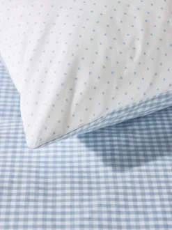 The White Company 100% Cotton Dusty Star Gingham Double Fitted Sheet