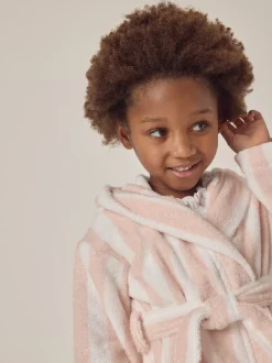 The White Company Natural 100% Cotton Wide Stripe Towelling Robe