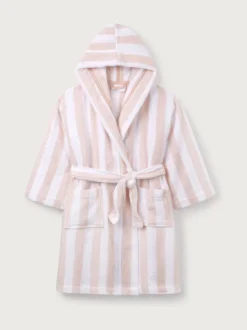 The White Company Natural 100% Cotton Wide Stripe Towelling Robe