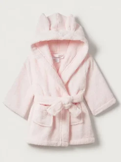 The White Company roze babybadjas met berenoren van 100% katoen