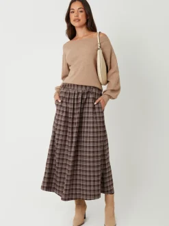 Threadbare Check Pull On Midaxi Skirt