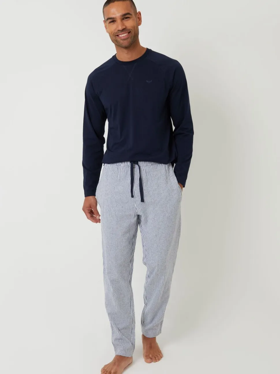 Threadbare Long Sleeve Top & Stripe Joggers Pyjamas Set