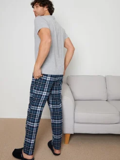 Threadbare Short Sleeve T-Shirt & Check Trousers Pyjamas Set 2 Pack