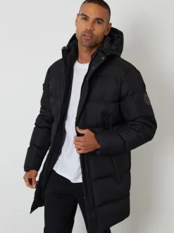 Threadbare Showerproof Longline Hooded Puffer Coat