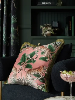 Tiger Print Velvet Cushion
