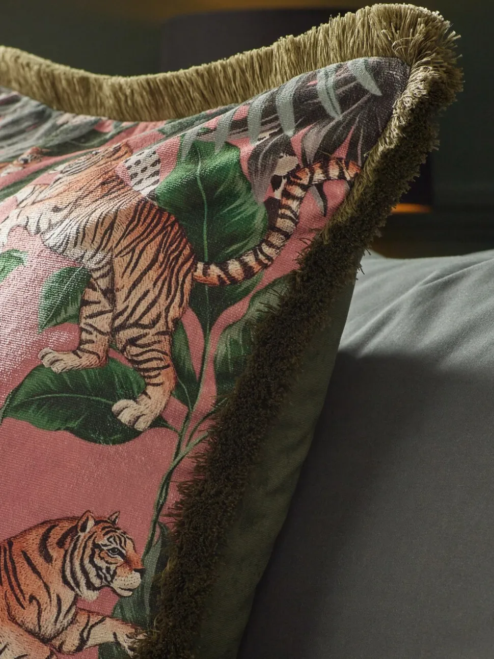 Tiger Print Velvet Cushion