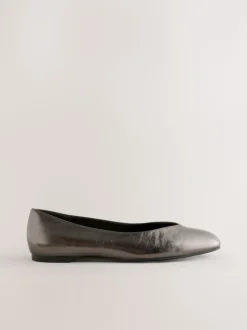 Tin - Forever Comfort® Leather Square Toe Ballerina Flats