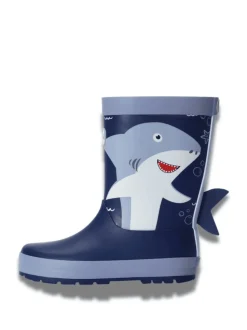 ToeZone Boys Blue Shark Waterproof Wellies