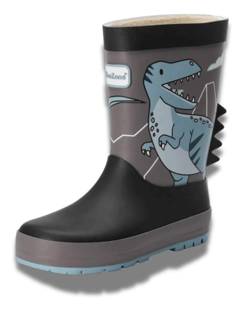 ToeZone Boys Grey Dinosaur Waterproof Wellies