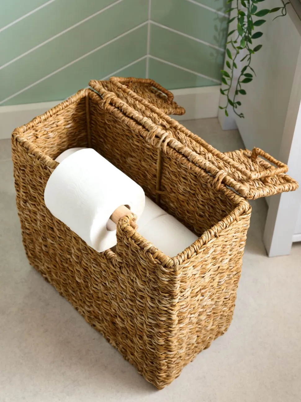 Toiletrolhouder en -opberger van zeegras